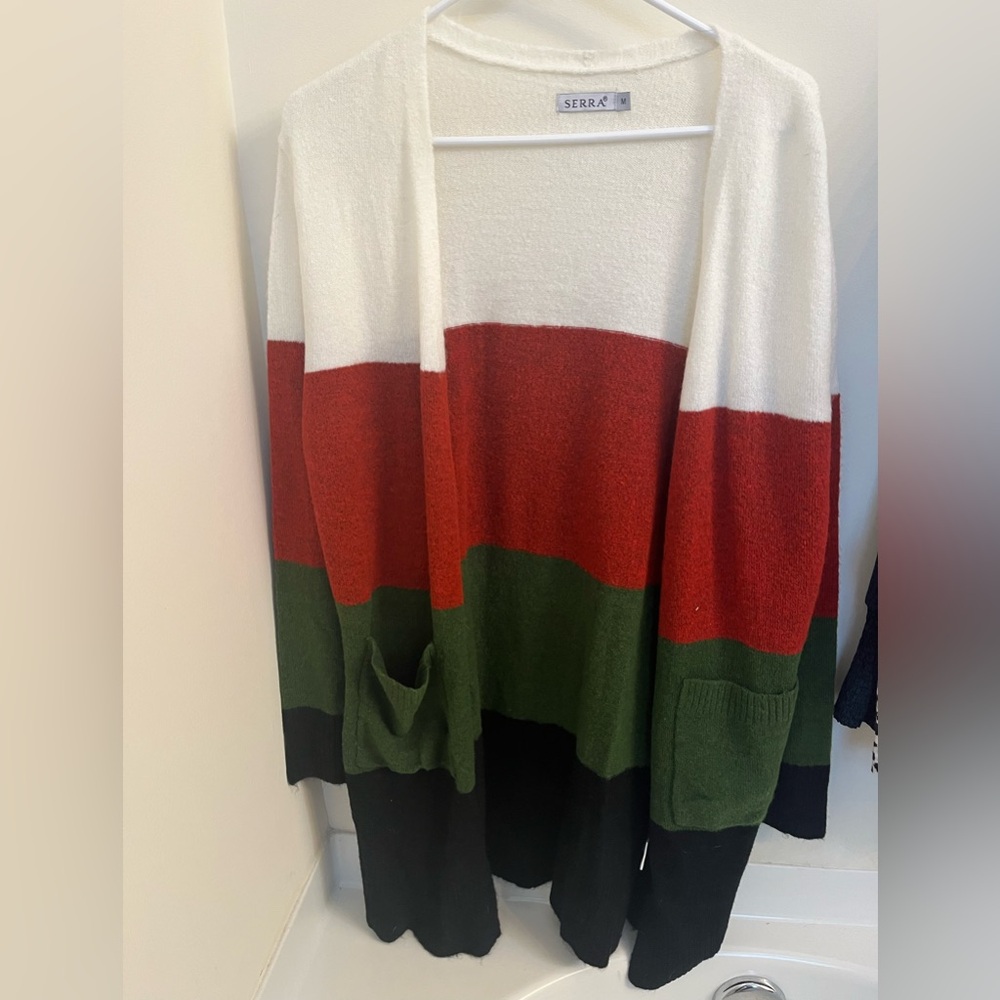 Serra Green and Black Knit Cardigan